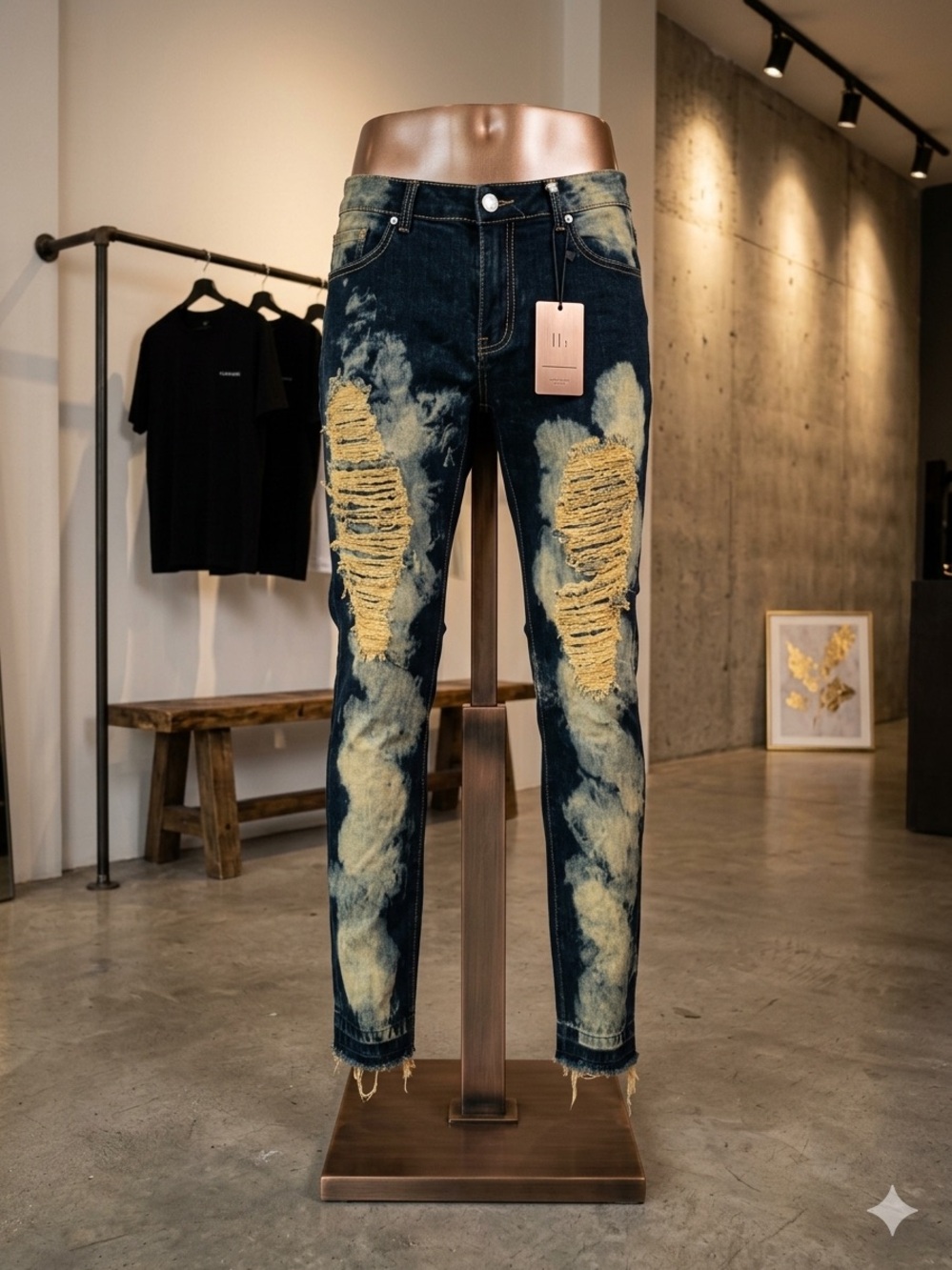 Women's Skinny Distressed Blue Ripped Jeans
